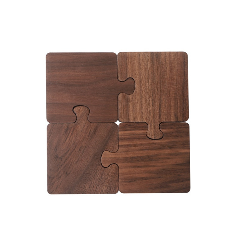 PrestigeCraft™ Equisite Walnut Puzzle Coaster Set