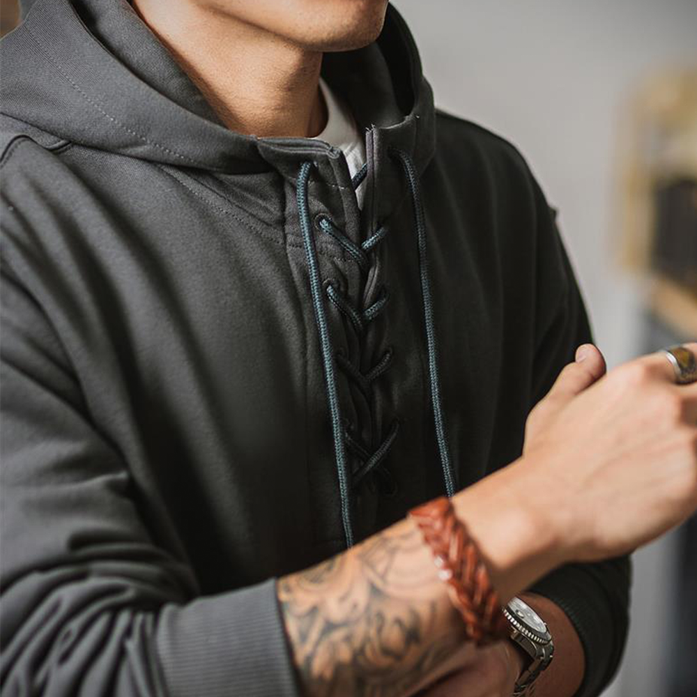 TITAN TERRY DOVER LACE-UP HOODIE