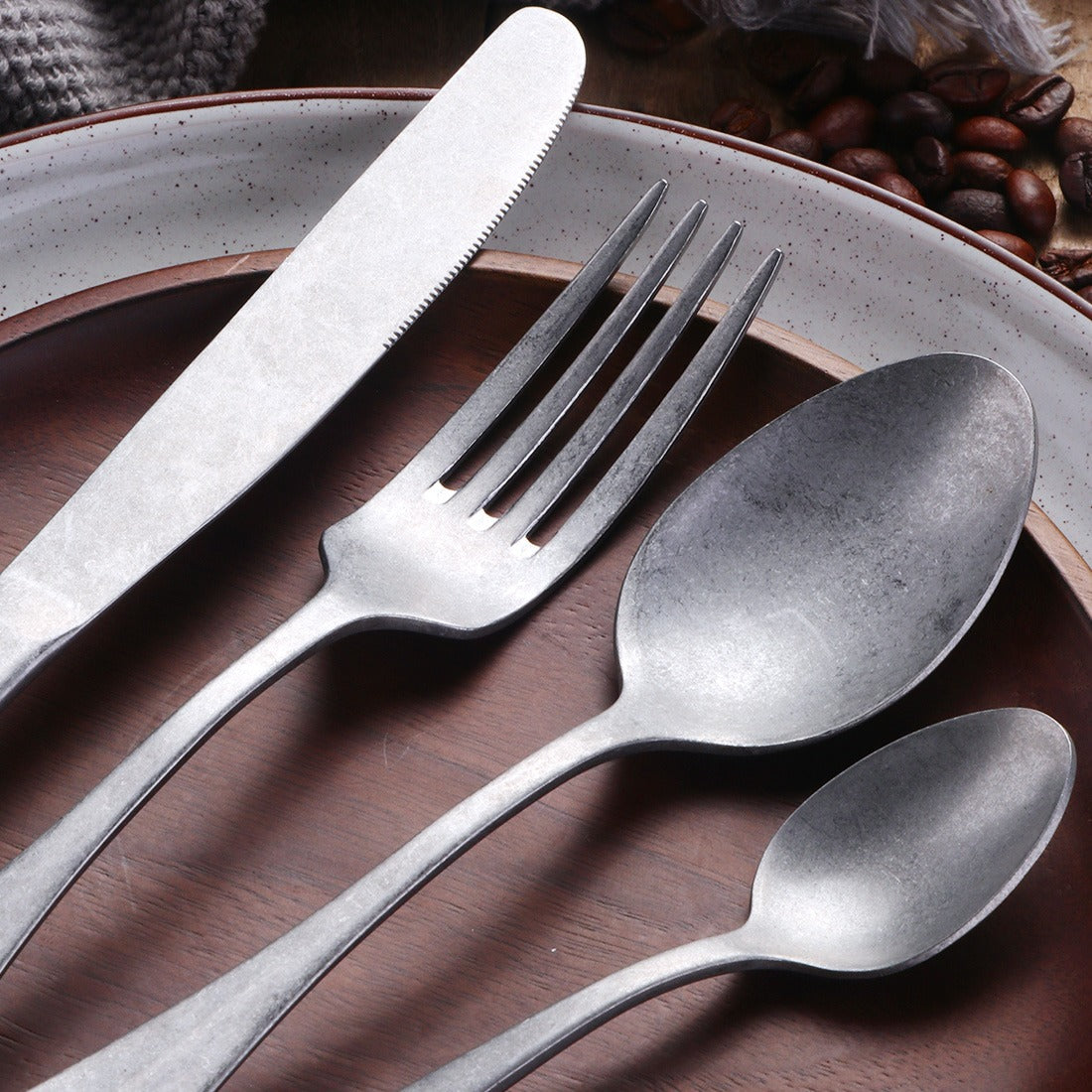 Matte 24Pcs Black Dinnerware Cutlery Set Stainless Steel Flatware