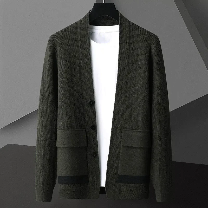 PIERRE-CÔTE JACQUARD KNITTED CARDIGAN