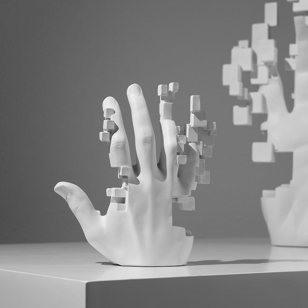Pixel-Embedded Hand Art Sculpture