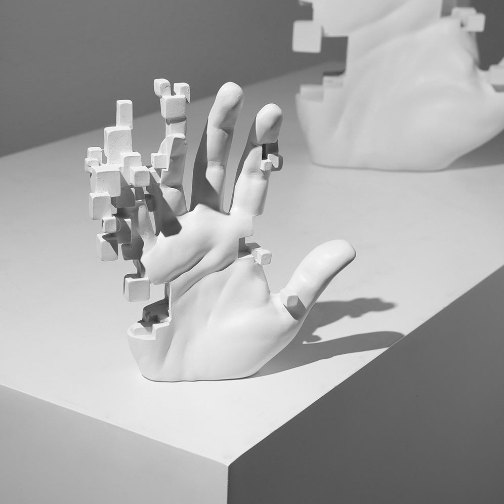 Pixel-Embedded Hand Art Sculpture